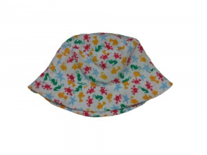 46 cm-es fejre fehér alapon színes mintás nyári kalap kislánynak