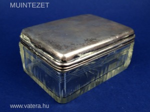 Antik ezüst szappantartó - különleges ezüst műtárgy, hibátlan üvegbetétjével