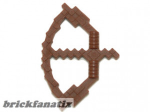 Lego Minifigure, Weapon Bow, Pixelated with Arrow Drawn (Minecraft), Reddish brown