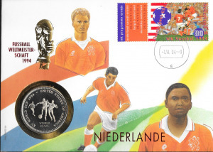 1994.Labdarúgó VB érmés boríték-Hollandia , Zambia 2000 Kwacha érmével  ( CuNi , PP)