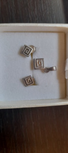 925-ös ezüst ékszer szett fülbevaló és medál görög minta