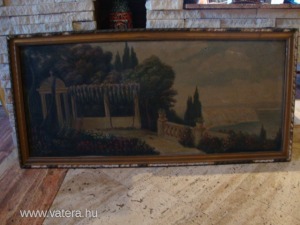 Bodó L. olaj - vászon festmény terasz látkép (meghosszabbítva: 3135675827) - Vatera.hu Kép