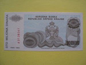 Szerb Krajina, 100.000.000.- Dínár, 1993.  UNC.
