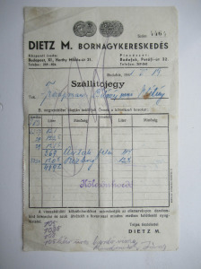 Dietz M. Bornagykereskedés szállító Horthy Miklós út  1941 Budafok  Ritka  Csak. 390,-Ft  FIX áron!