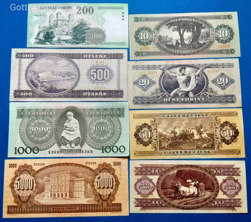 8 db -os Ropogós forintsor 10 - 5000 Forint !!!! EF - F (L2307)