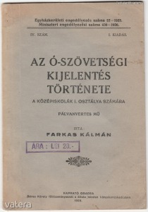 Farkas Kálmán: Az Ó - szövetségi kijelentés története (1923.)