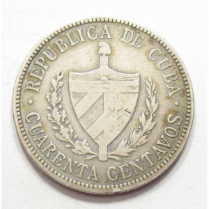 Kuba, 40 centavos 1915 VF+, 10g900