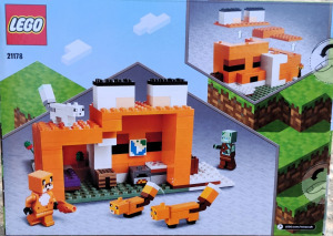 Új 21178 LEGO Minecraft róka házikó építőjáték építőkocka