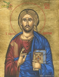 Ingyen posta, fakeret, kész kép fakeretben, Krisztus Ikon, 30x40 cm-es vászon kép