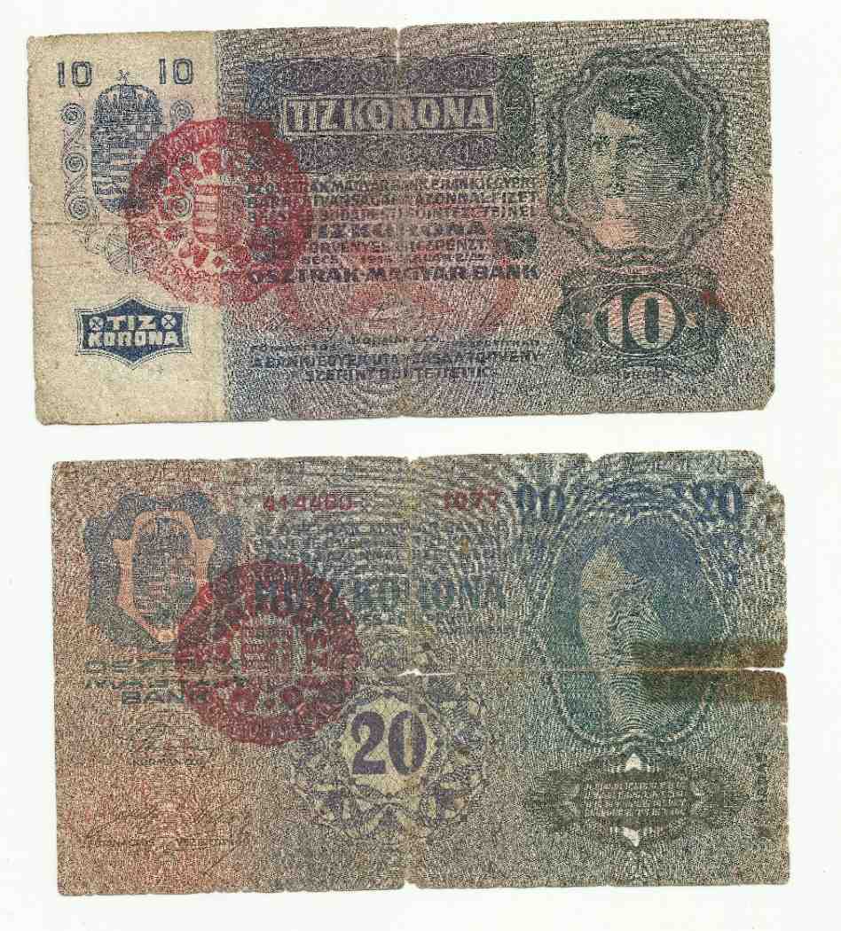 10,20 korona  Magyarország bélyegzéssel