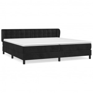 fekete bársony rugós ágy matraccal 200x200 cm (3127753)