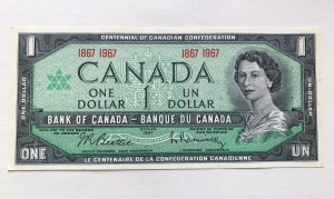 1 dollár / 1 dollar Kanada II. Erzsébet 1967. hajtatlan UNC emlékbankjegy