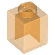 Lego Brick 1X1, Transparent bright orange