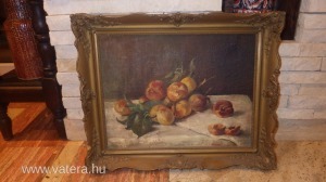 Jelzett régi gyümölcs csendélet festmény