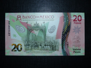 Mexikó 20 pesos P.W132 2021 POLYMER UNC EMLÉKBANKJEGY 200 éves a függetlenség