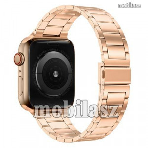 Fém okosóra szíj - ROSE GOLD - rozsdamentes acél, csatos, 189mm hosszú - Apple Watch Series 1/2/3...