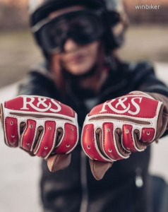 Ride & Sons Moto-X vintage MX café racer motocross motoros bőr kesztyű bőrkesztyű PIROS (L méret)