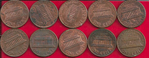 Vegyes évszámok, USA, 9+1 darab one cent, 200.- forint.