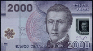 Chile 2000 pesos polymer UNC 2016