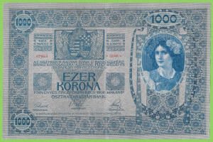 1000 korona 1902 bélyegzés nélkül XF - Vatera.hu Kép