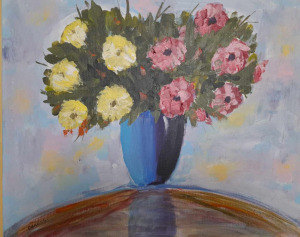 Virágok a váza ölelésében akril festmény (40x50 cm)