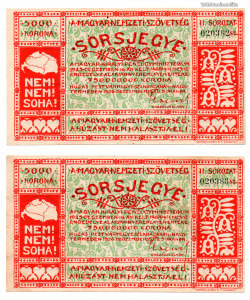 A Magyar Nemzeti Szövetség 5000 Korona Irredenta Sorsjegy 1926