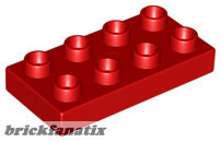 Lego Duplo, Plate 2 x 4 x 1/2 (Thick), Red
