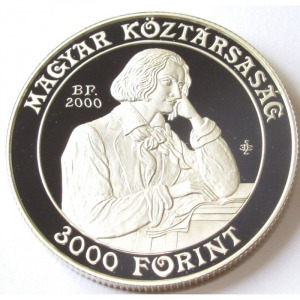 Magyarország, 3000 forint 2000 PP - Liszt Ferenc UNC, 31.46g925