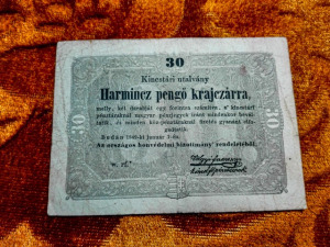 1849 -es 30 pengő krajczárra Kossuth Szabadságharcos bankó !!!!! RITKÁBB !!! (L0193)