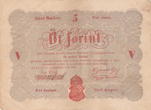 5 Forint 1848.09.01. Vörös nyomat. Ad: G109 VG
