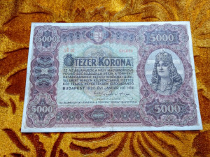 1920 -as ropogós 5000 Korona nagy alakú bankó RITKA !!!! (L0184)