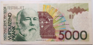 Belgium 5000 frank 1992 FI tesztbankjegy ritka