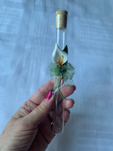 Üzenet - jókívánság tartó fiola virág díszítéssel
