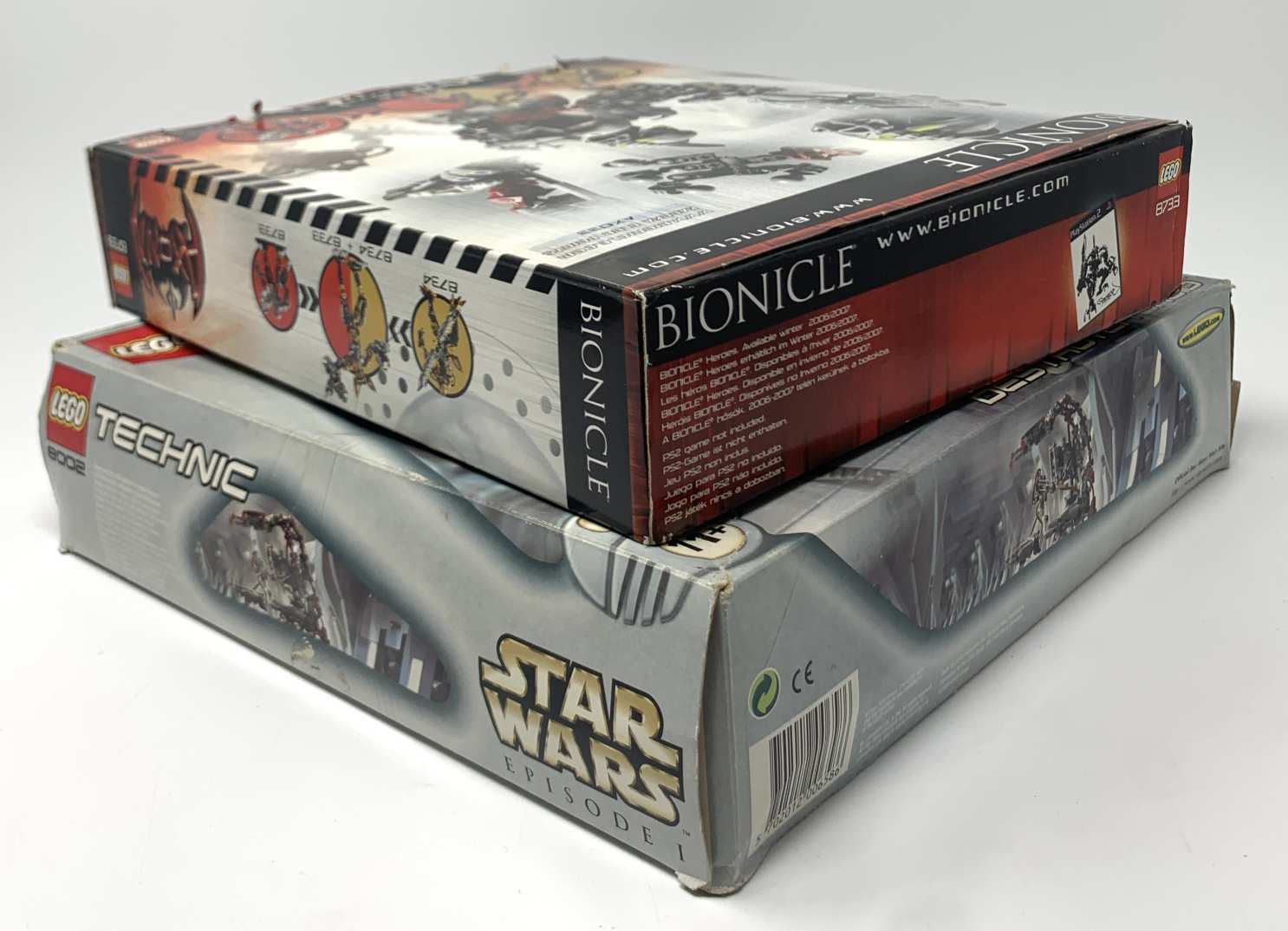 Lego Bionicle 8733 Axonn régi építő játék; Lego Technic Star Wars droid 8002 doboza! 1Ft NMÁ