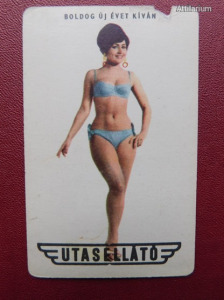 UTASELLÁTÓ, bikinis női modell - kártyanaptár, 1969.