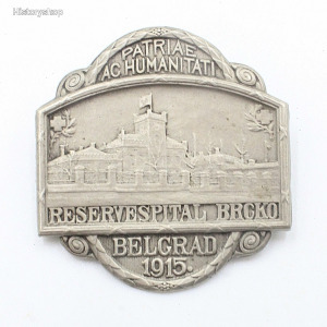 Osztrák-Magyar Monarchia Belgrad 1915 Reservespital Brcko ezüstözött sapkajelvény