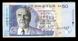 Mauritius 50 rupees rupia 2003 - Pick 50c - UNC, banktiszta