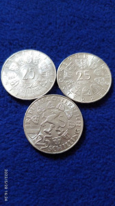 3 db verdefényes ezüst 25 Shilling emlék érem.