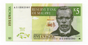 Malawi 5 Kwacha Bankjegy 1997 P36a