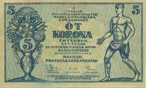 5 Korona 1919. 05.15. (001)  F. Az Osztrák-Magyar Bank bankjegyeire
