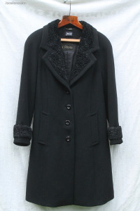Jean Paul márkájú, bárány gyapjú, cashmere/kasmír, elegáns fekete, női kabát, M-es, 40-es Kép