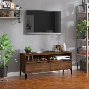 Barna tölgyszínű szerelt fa tv-szekrény 100x34,5x44,5 cm