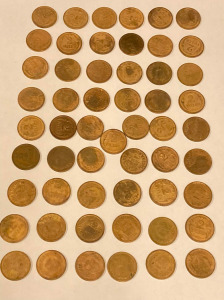 55 darab réz pénzérme - Magyar Királyság 1926-1940 közötti  2 Fillér  pénzérmék, 55 db. egyben...