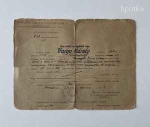 HARCTÉRI SZOLGÁLATI LAP  --  rohamcsónak század  --  1943