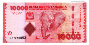 Tanzánia 10000 Shilling Bankjegy 2010 P44b