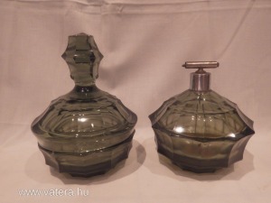 Antik üveg parfümszóró + ajándék