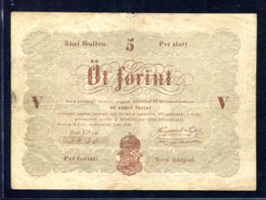 1848  Kossuth  5 Forint  ( barna hátlap )  RRR !   VF  -SP22