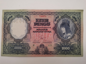 1927 eredeti 1000 pengő MINTA , hajtatlan, aUNC