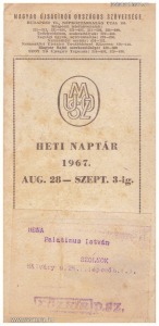 Magyar Újságírók Országos Szövetsége Heti naptár 1967.