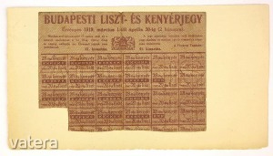 Budapesti liszt- és kenyérjegy - 41. kiosztás, papírra ragasztva - 1919. -...
